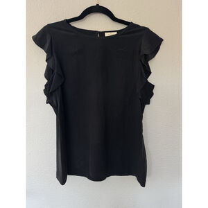 Kate spade black flutter sleeve 100% silk blouse size 12